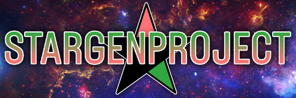 LOGO STARGENPROJECT ESTRELLA ROSA VERDE NEGRO GALAXIA