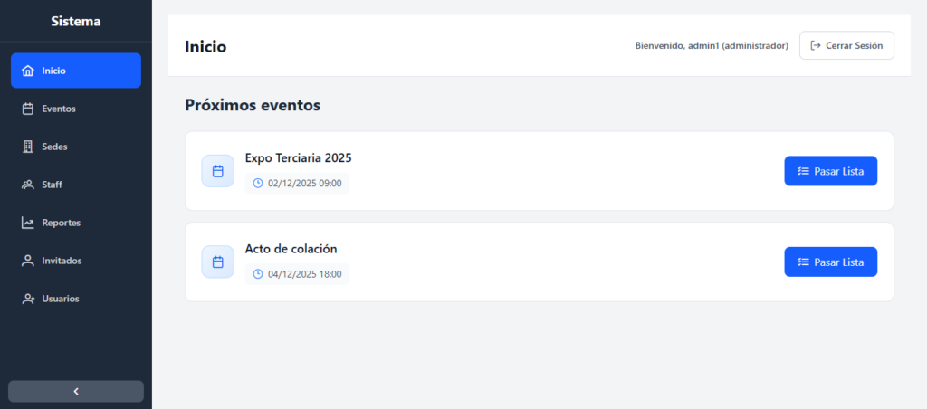 Sistema web de eventos