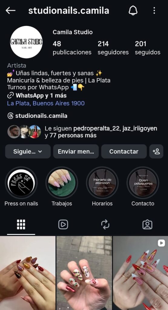 perfil en instagram manicura